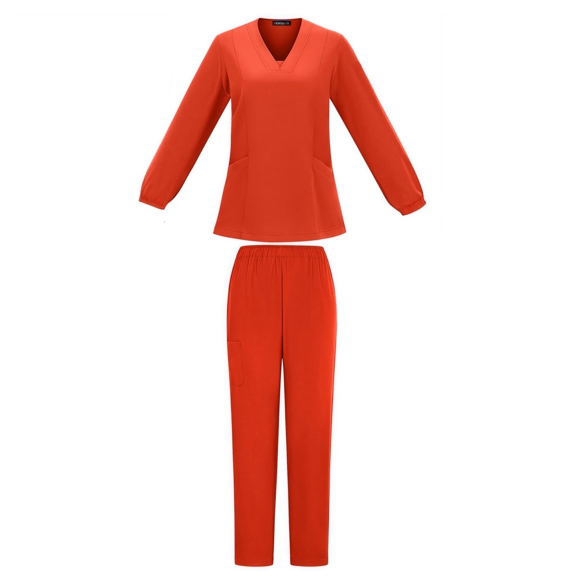 Uniforme quirúrgico for Mujer, otoño Invierno, Color sólido, Cuello en V, Manga Larga, Blusa de Enfermera, Ropa de Trabajo for salón de Belleza, Top + Pantalones, Ropa(Rose,XXL)