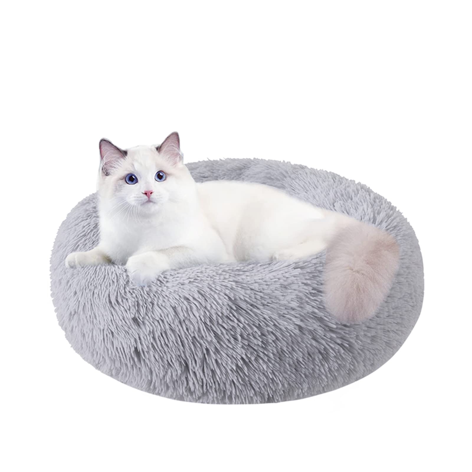 Cat Beds for Indoor Cats, 20/24 Inch Small Dog Bed for Small Dogs Washable-Round Pet Bed for Puppy and Kitten with Slip-Resistant Bottom - 20 Inch light grey