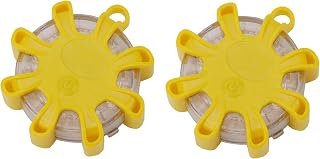 Vagocom LED Car Emergency Roadside Flares, Portable Road Safety Flare Kit Beacon Disc Flashing Warning Light with Magnetic Base for Car Boat Truck,New Driver Gifts(2 Pack,Yellow,Battery Included)