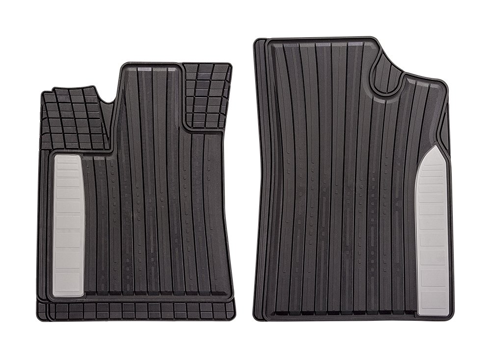 CarFashion 263161 Silverstone, All-Weather Mat AB1, Front 2 Pieces, Tpe Rubber Mat Black, Coloured Insert in Gabon Grey, Car Floor Mats Set Without Mat Holder