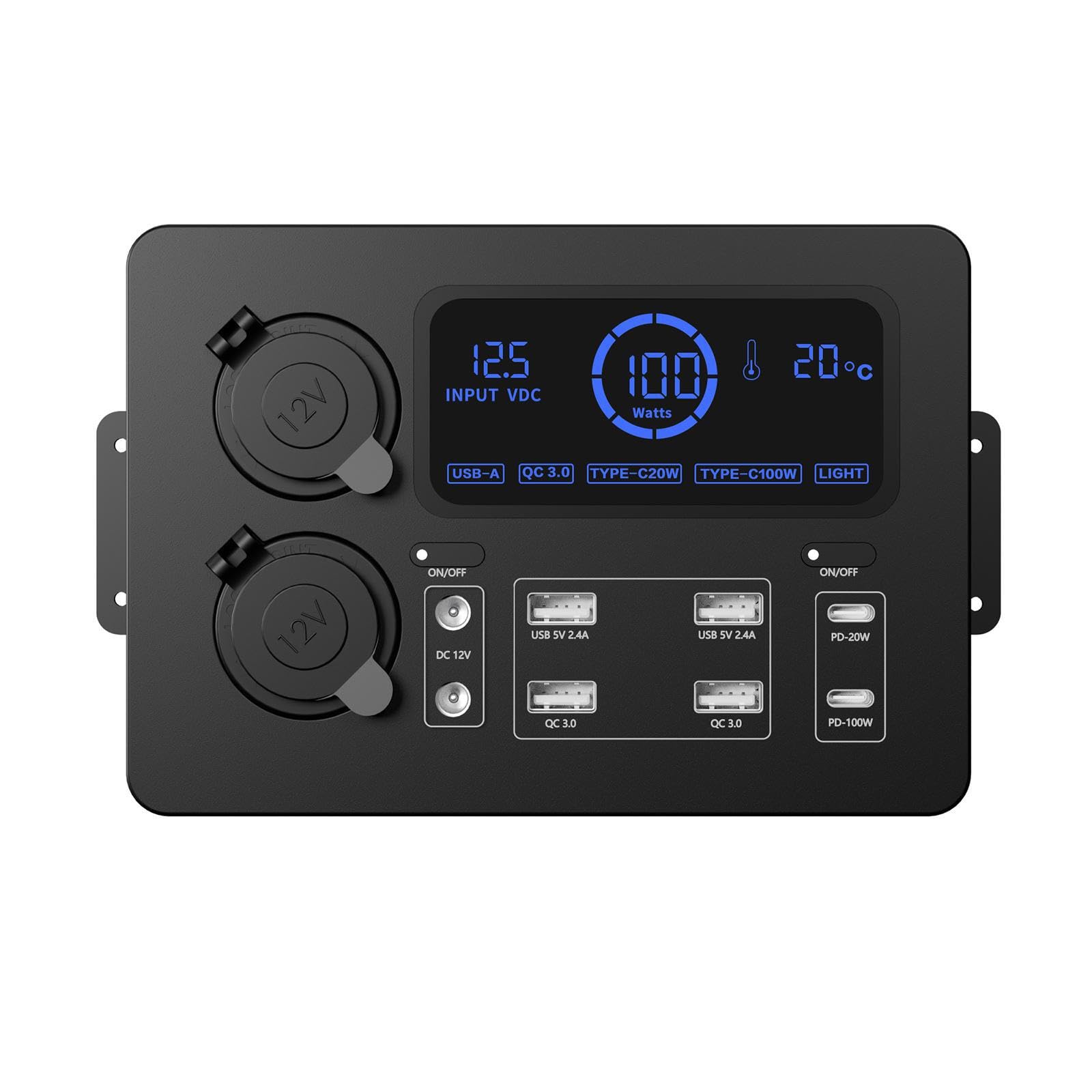 Alimentatori portatili, caricabatterie da 12 V, multipresa, porte USB, per viaggi all'aperto e quotidiani, alimentabili a corrente continua da 12 V, Scatola di alimentazione, 16.6x11.7x5.7