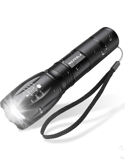 Maxesla LED Torch 2000 Lumens Gifts for Men Dad Kids, Zoomable Torches Led Super Bright Flashlight, Powerful Torches Battery Powered Water Resistant 5 Modes Mini Tactical Torch for Camping Xmas Gifts