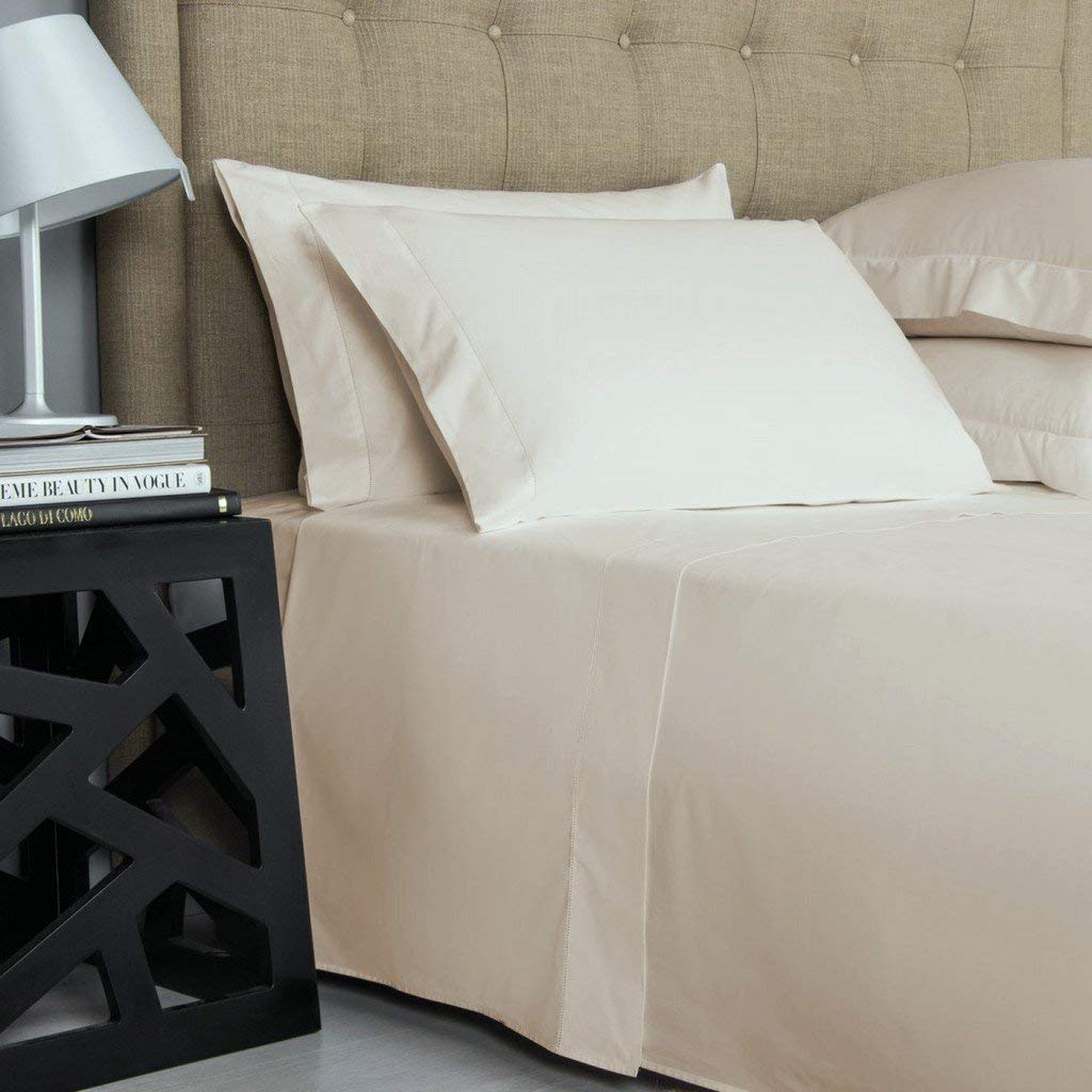 Egyptian Cotton Factory Outlet Store Onlinebestdeal'S 1000 Thread Count 100% Egyptian Cotton 21 Inches Deep Pocket Sheet Set, Ivory Solid Queen Sheets 4 Piece Set