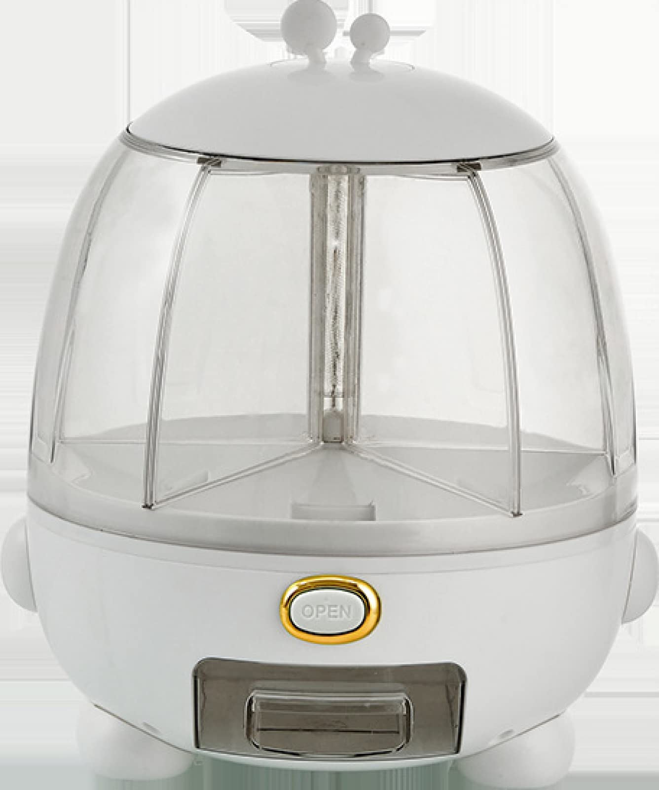 NIBHZ Dispenser per Cereali, distributore di Alimenti a 5 Griglie rotanti a 360 °, Contenitore per Riso e Cereali, Uscita del Riso con Un clic, Serbatoio Rotondo per Cereali multicereali,White