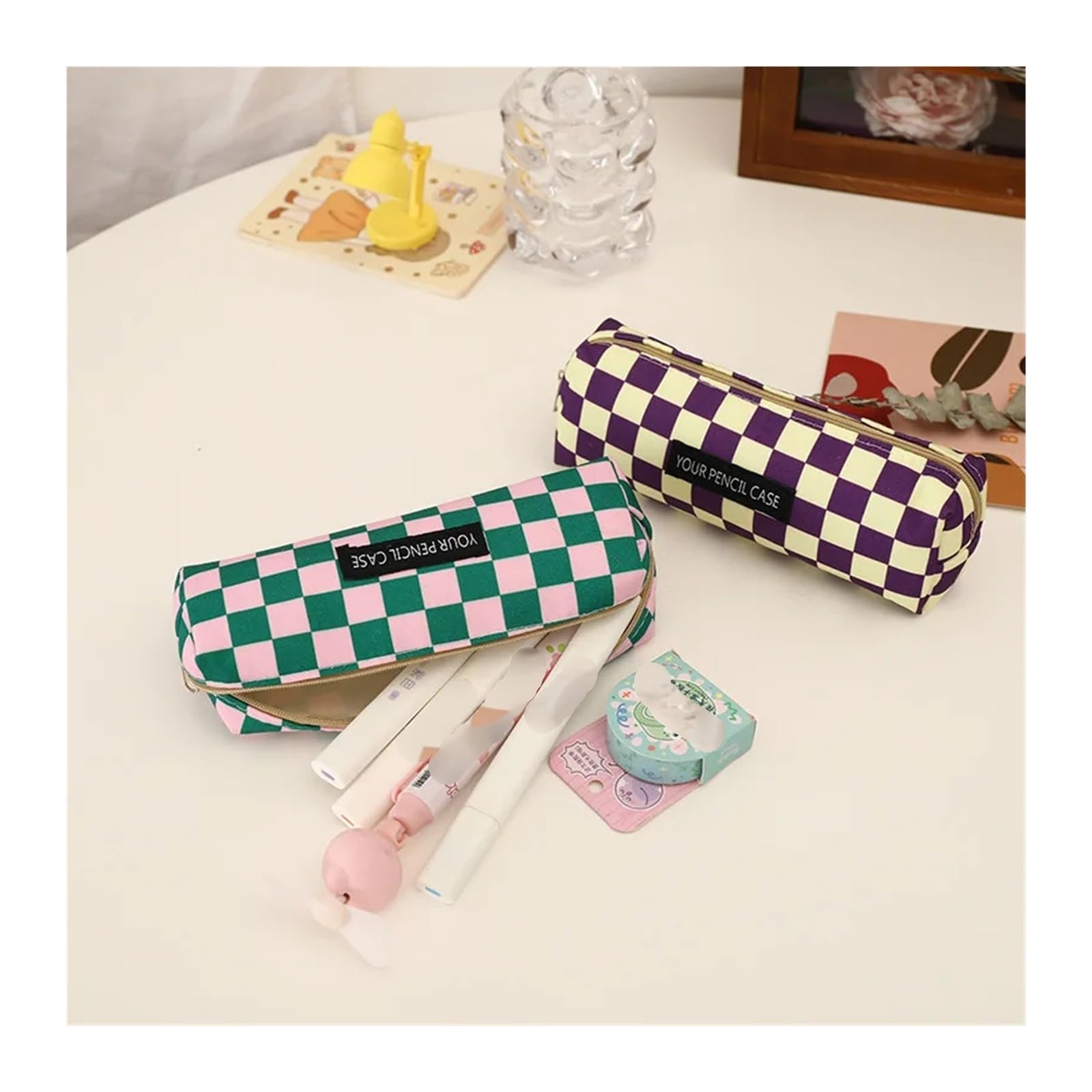 1 astuccio in tela for scuola e ufficio | Kawaii, carino, semplice, versatile, design a scatola(Huangzige)