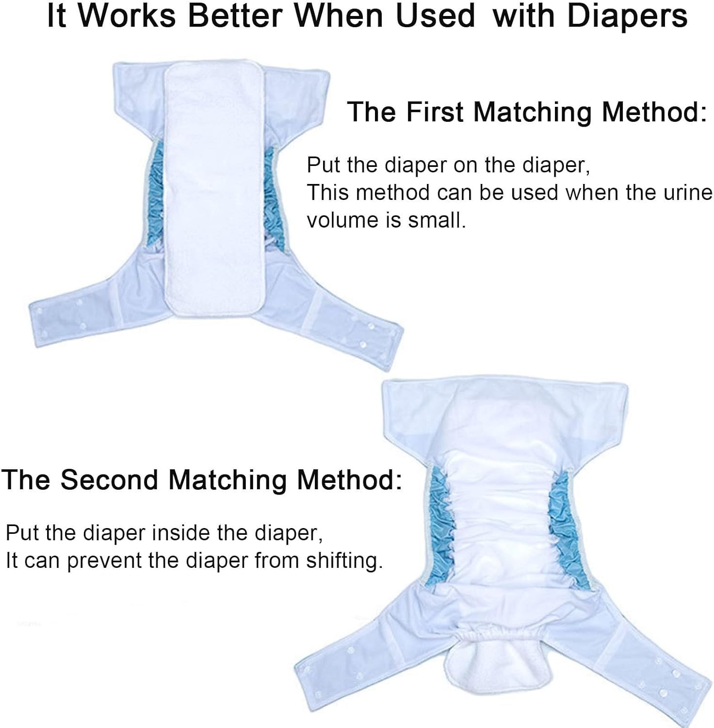 Adjustable 2 Pack Washable Cloth Diapers for Adults, Leakproof Incontinence Underwear for Men & Women, Waterproof Reusable Nappies () ()