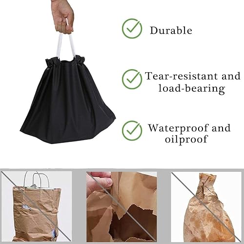 Miniatura 4 de 50 bolsas de plástico con asas, bolsas reutilizables a prueba de agua, bolsas para llevar, bolsas desechables para alimentos para negocios,