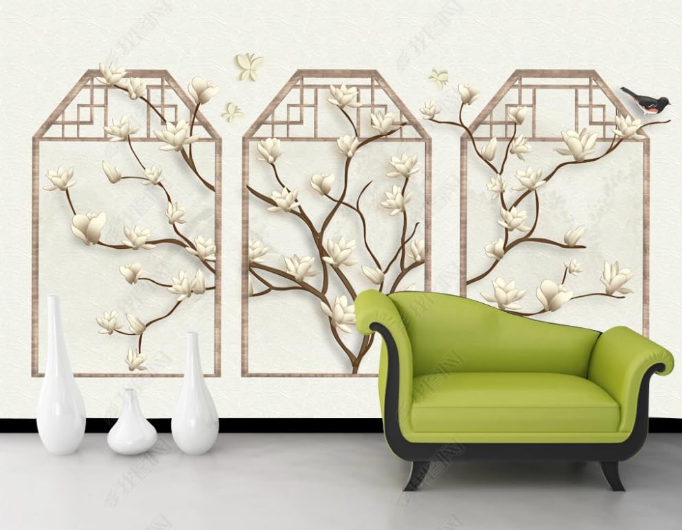 Papier peint intissé magnolia masque les imperfections murales avec un poster géant