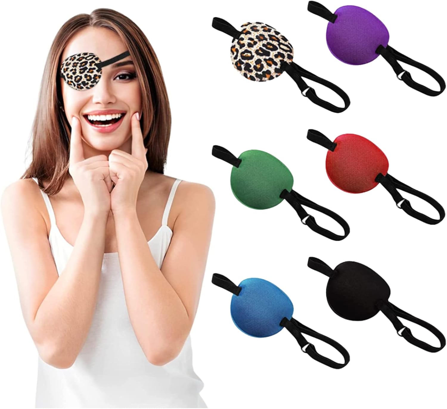 6 Pcs Eye Patches for Adults, Adjustable Buckle with Elastic