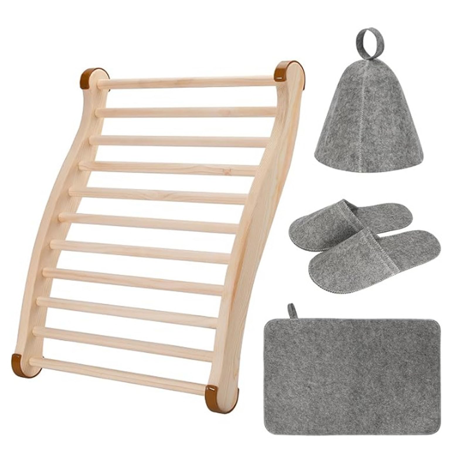 Msioytog Premium Sauna Backrest with S-Shaped Design Stable Base and Wool Felt Accessories Luxury Sauna Equipment