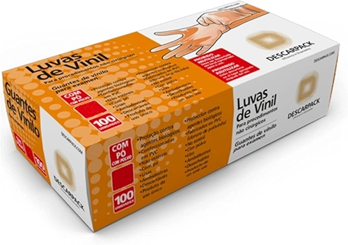 Descarpack Luva De Vinil M Com Pó Caixa Com 100 Unidades Multicolorido