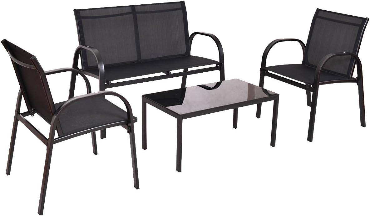 CASART 4 Piece Garden Furniture Set, Patio Conversation Set with