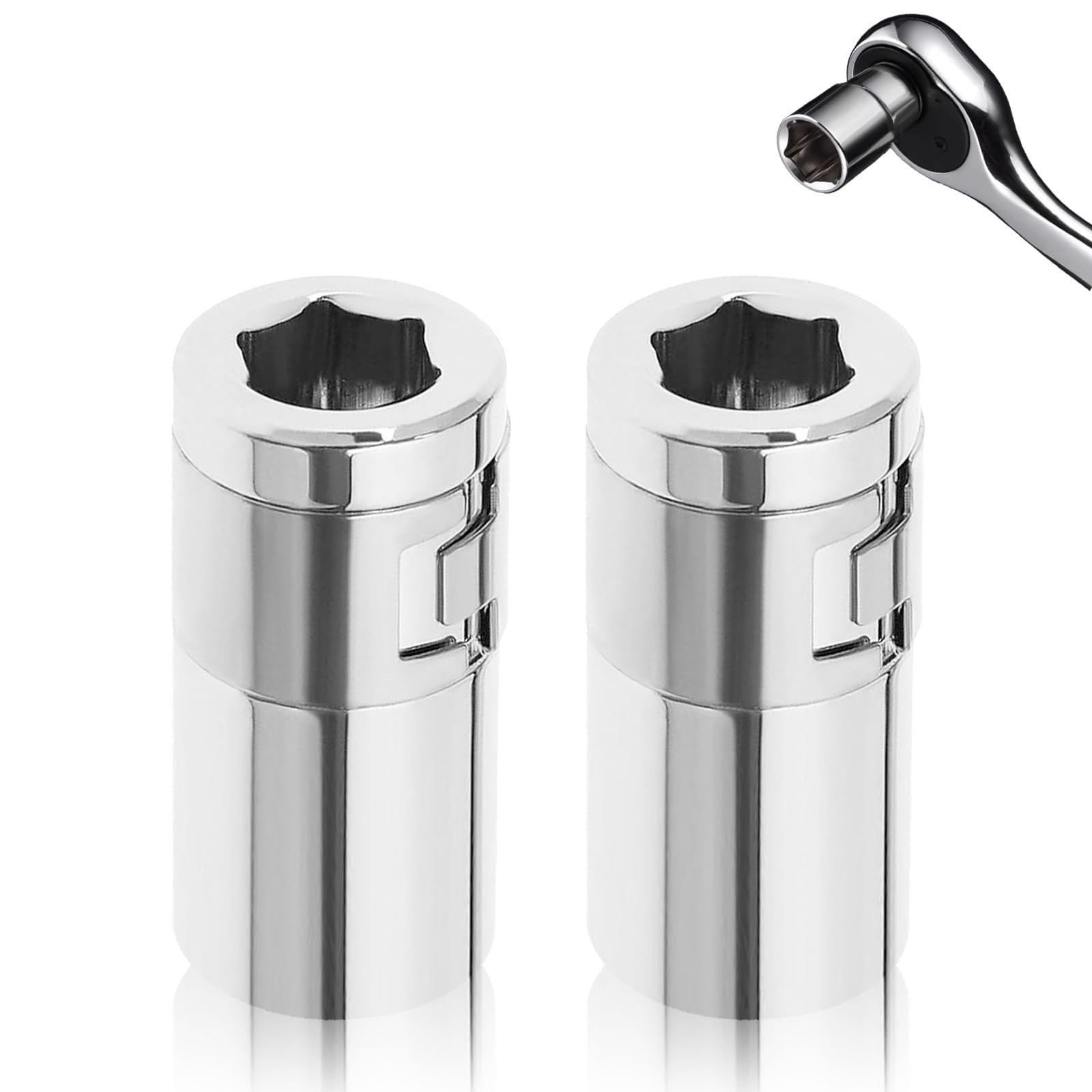2 PCS 1/4 Bit Holder Screwdriver Bit Adapter, 1/4" Square Hole to Hex Converter, Metal Drive Socket Adapter for Screwdriver Accessories