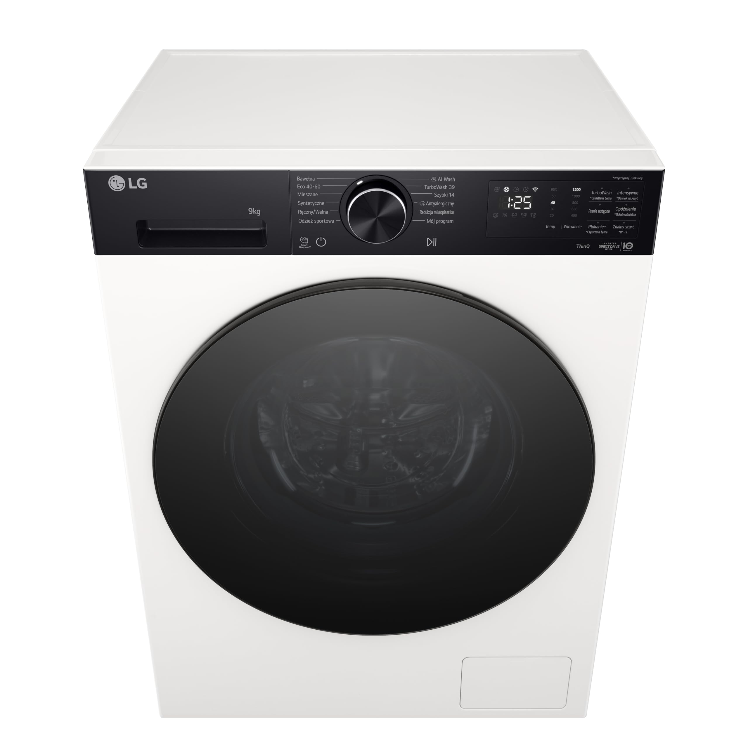 LG F2NX50S9THB Lavatrice Slim 9 kg Next AI DD, Classe A -30%, 1200 Giri, Programma AI Wash con Intelligenza Artificiale, Wi-Fi, Allergy Care, TurboWash 360, Direct Drive, Serie X5, White Black Pannel