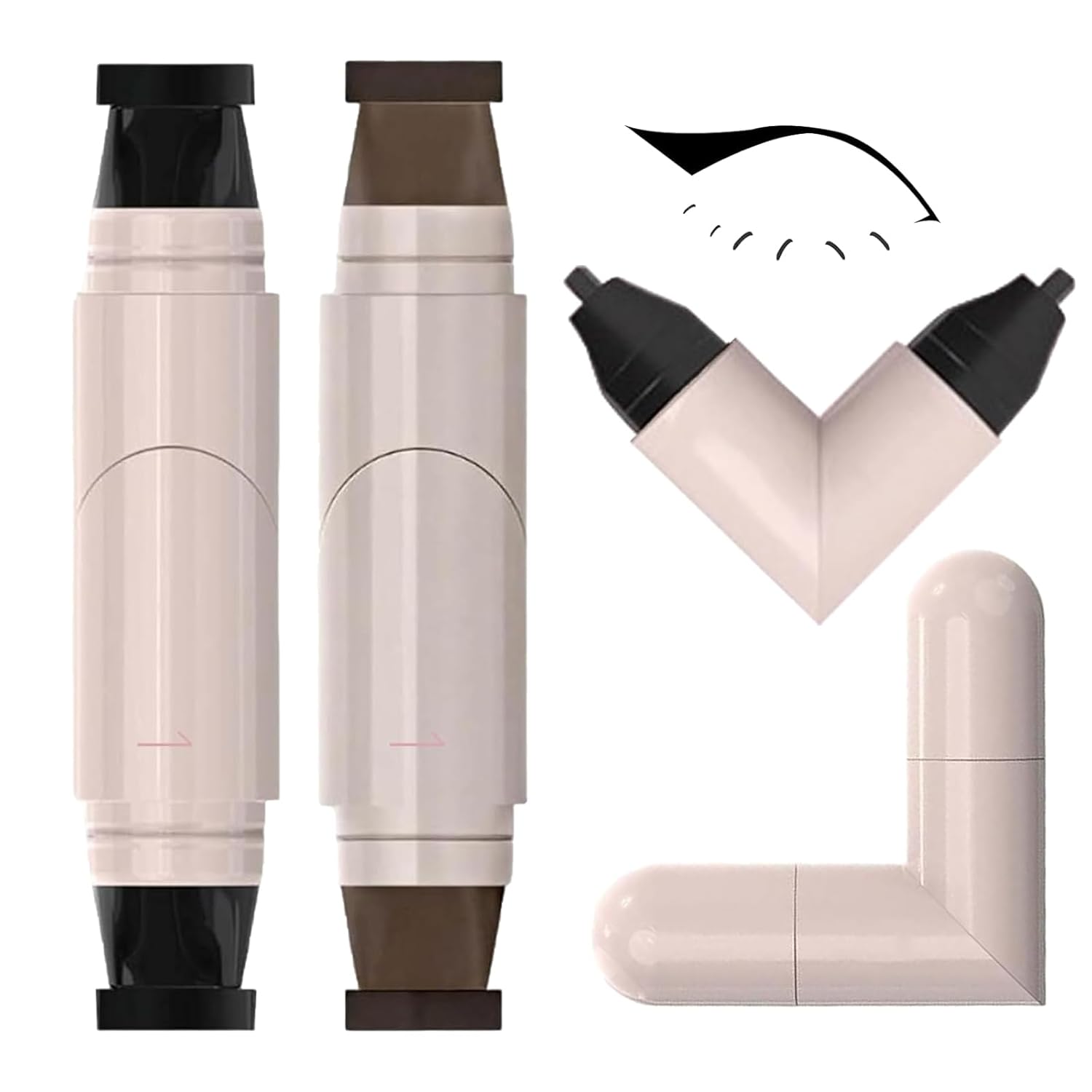 2PCS Brown Black Eyeliner Stamp, Gel Eyeliner Pencil Set, New Foldable Eye Liner Pencils, Long-Lasting Waterproof Quick Drying Natural Smudge Resistan for Beginners