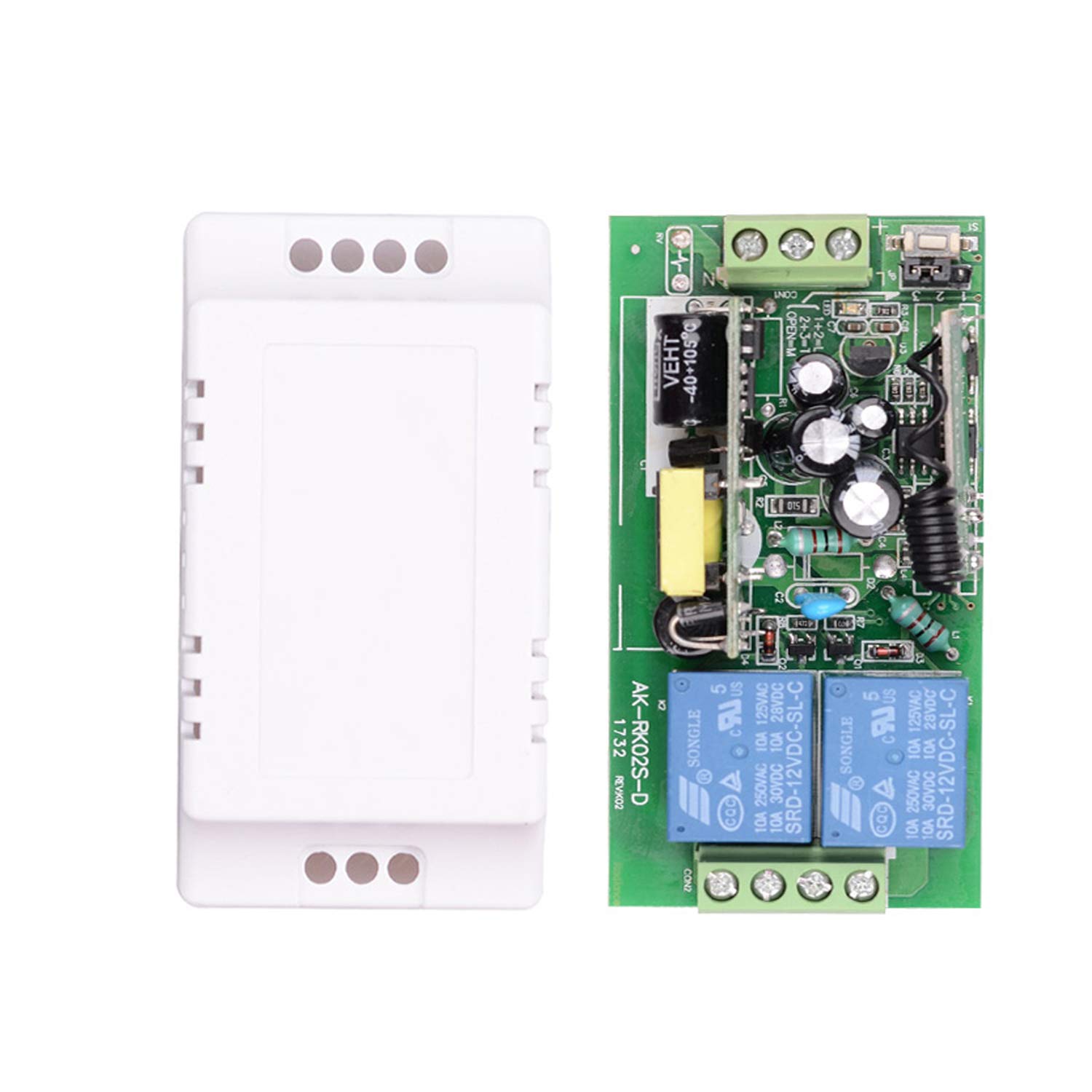 110 V 220 V CA 2 canales 10 A 1000 W, interruptor remoto por radiocontrol, transmisor y receptor, interruptor eléctrico, mando a distancia inalámbrico