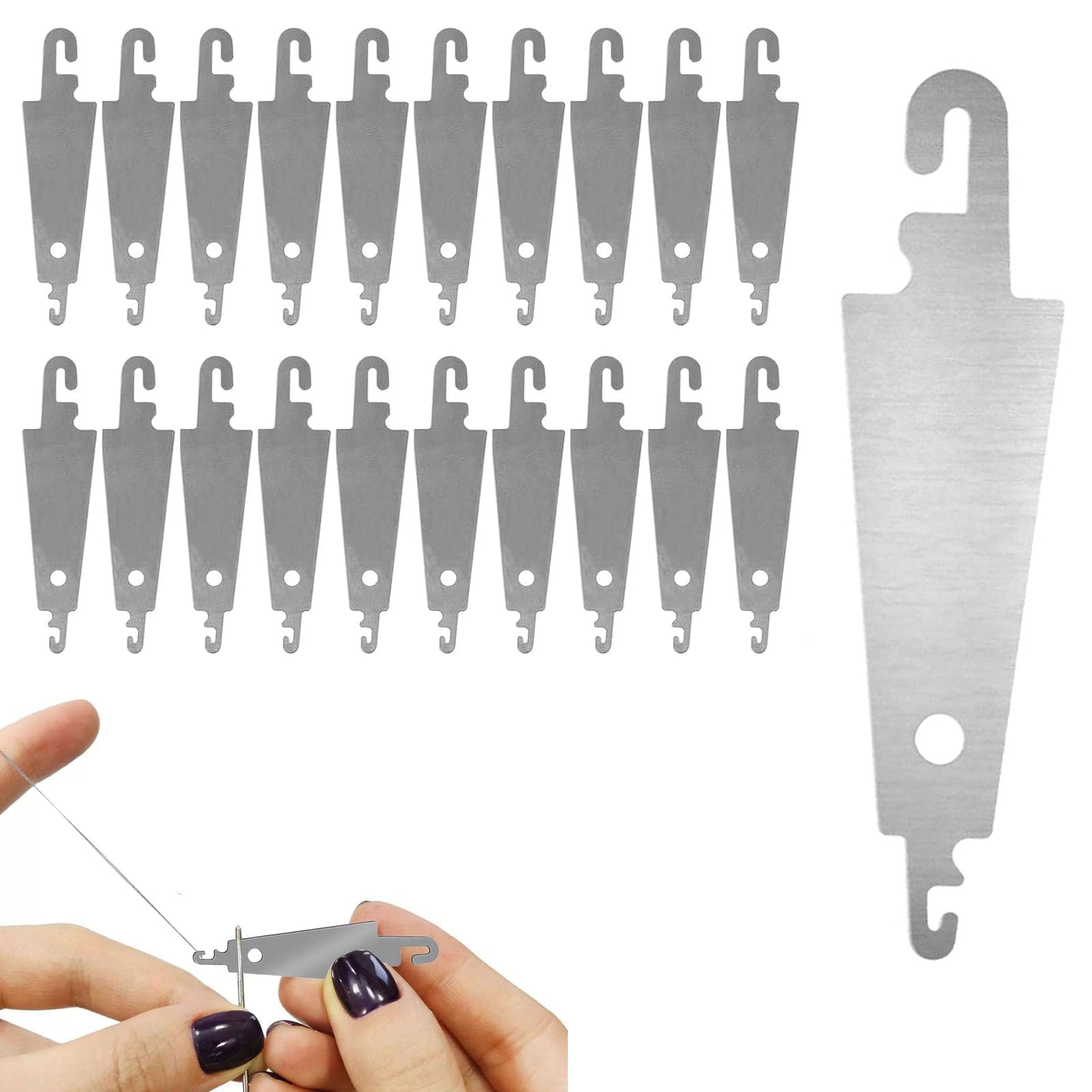 20 Pcs Stainless Steel Hook Needle Threader, Embroidery Cross Stitch Needle Threading Tools for Cross Stitch, Large Eye Needles, and DIY Sewing Projects