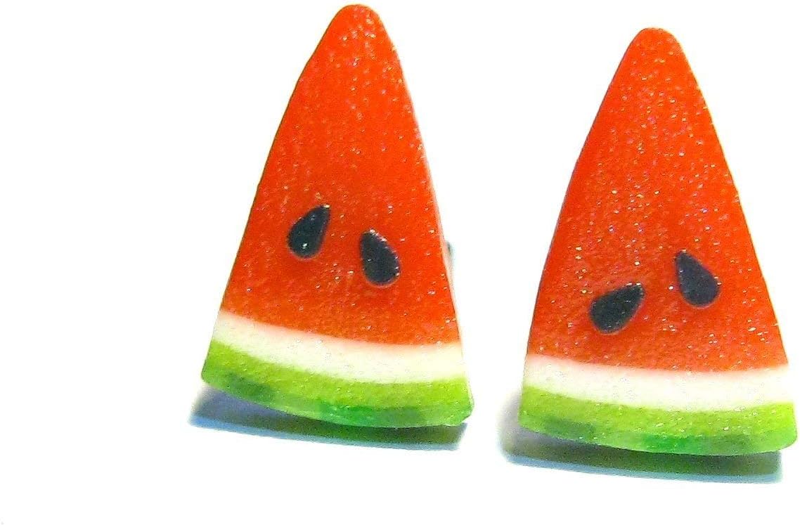Watermelon Wedge Stud Earrings - Tiny Food Jewelry