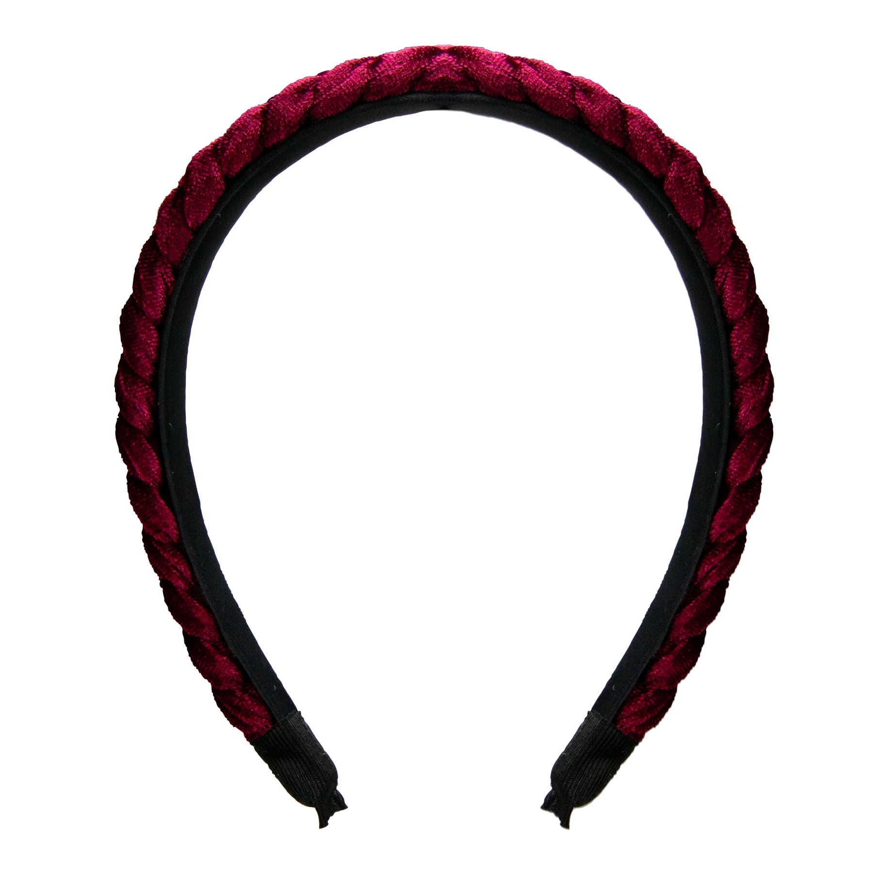 Alpenflüstern Trachten-Haarreif Samt Flechtoptik schmal - Damen Haarschmuck rutschfest, Haarband geflochten fürs Dirndl (dunkelrot-bordeaux) ADV160