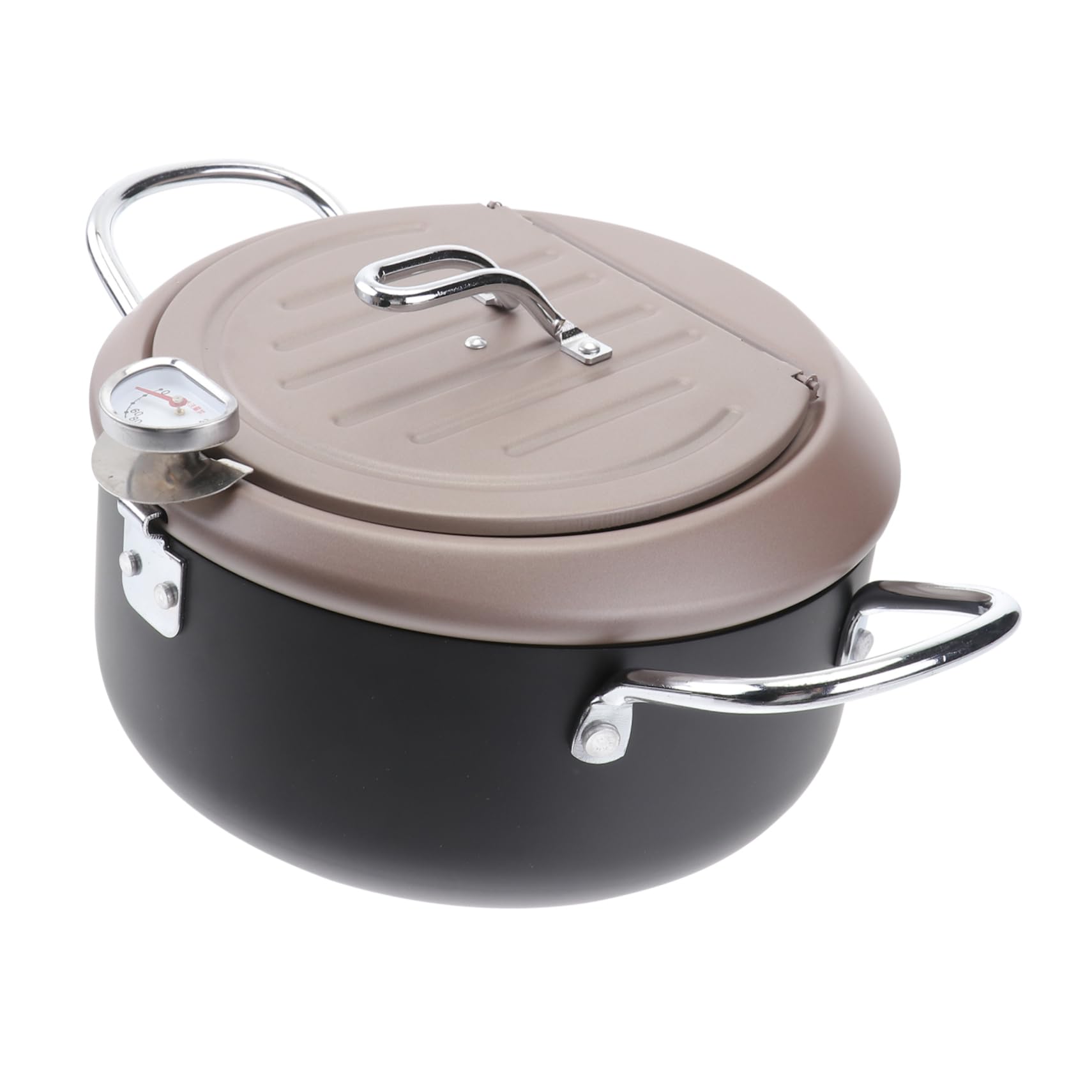 TOPPERFUN Japanese Style Fryer Pan with Thermometer Deep Frying Pot for Home Cooking Includes Oil Filter Holder Safe Oil Drainage Design for Tempura