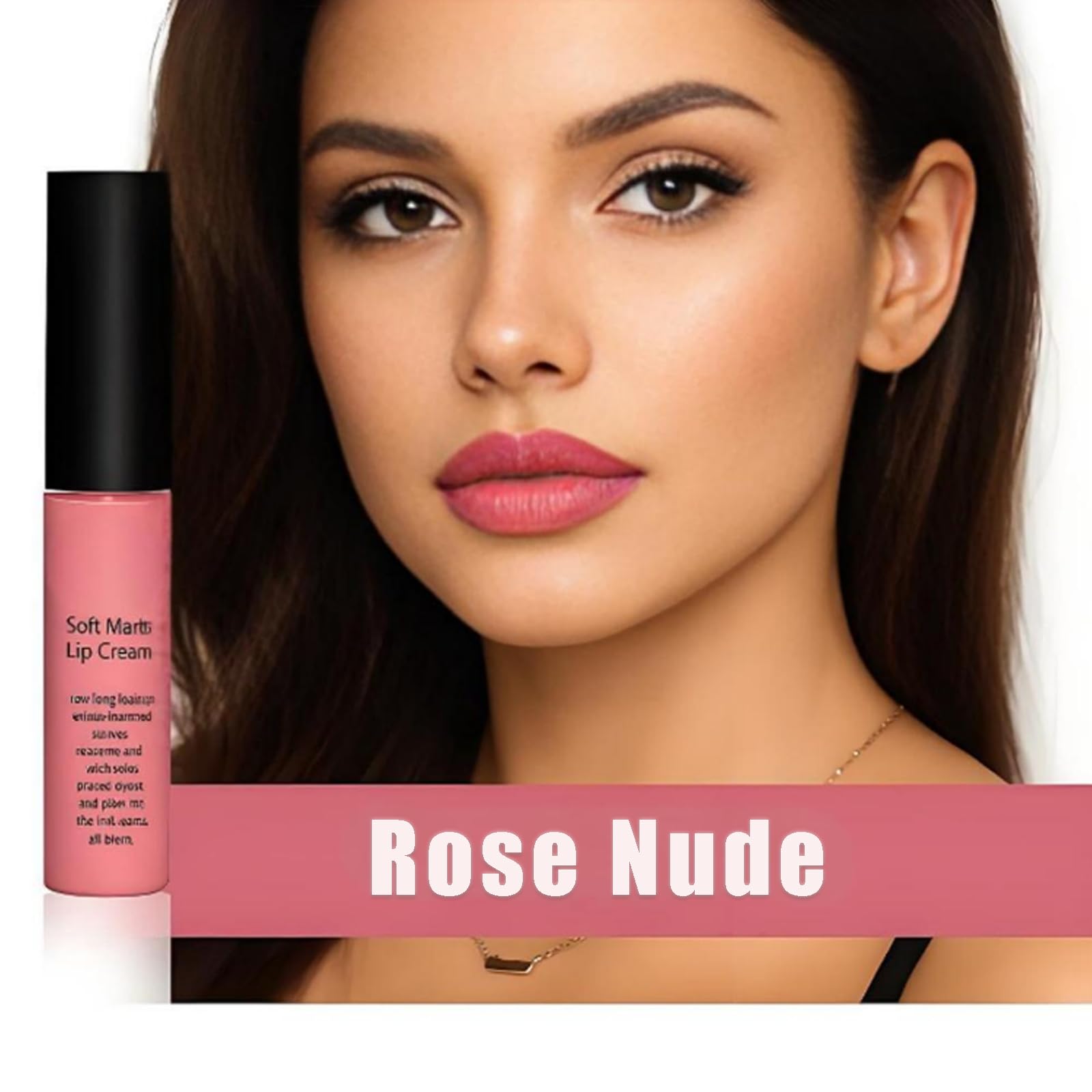 Velvet Matte Liquid Lipstick, Long Lasting Soft Rose Nude Color, Lightweight Comfortable Formula - Image 3