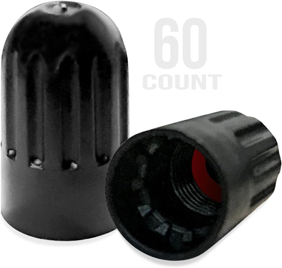 Valve Stem Caps TPMS Long Black Tire Caps with Rubber Seal for Air Tire Pressure (60