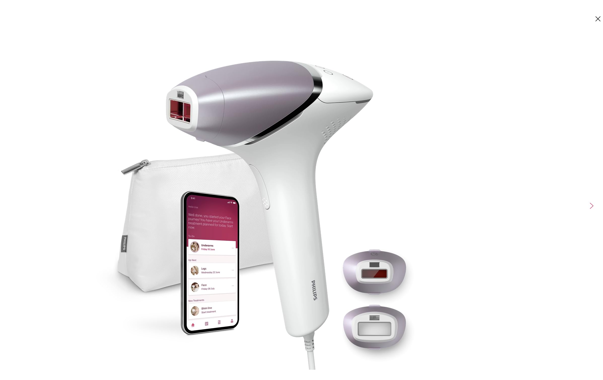 Philips Depiladora Lumea IPL serie 8000 - depilación con tecnologÃa SenseIQ, 2 accesorios para cuerpo y cara, para uso con cable (modelo BRI944/00)