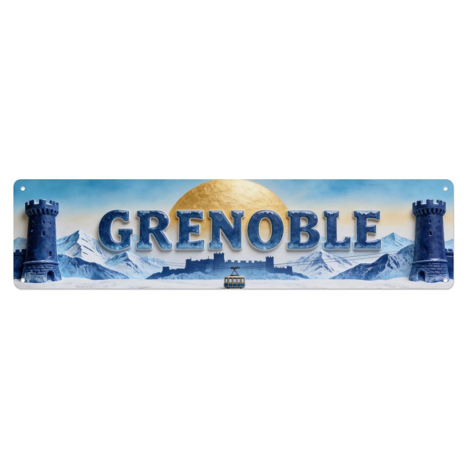 Metal Tin Sign Grenoble France Vintage