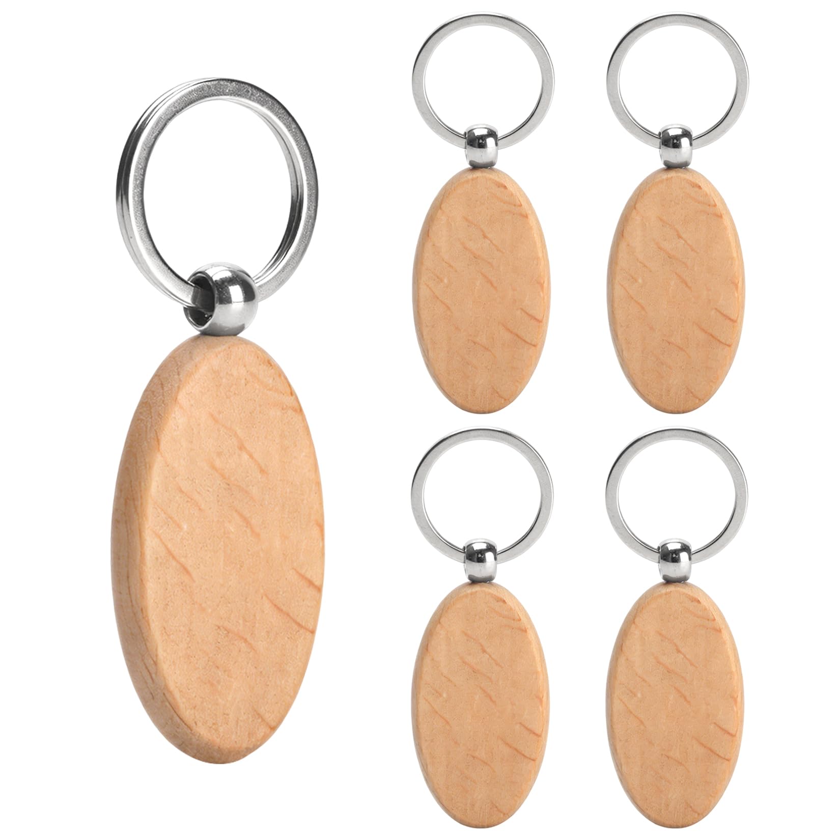25 Pcs Wooden Keyring Blanks, Wooden Key Chain DIY Personalized（oval）