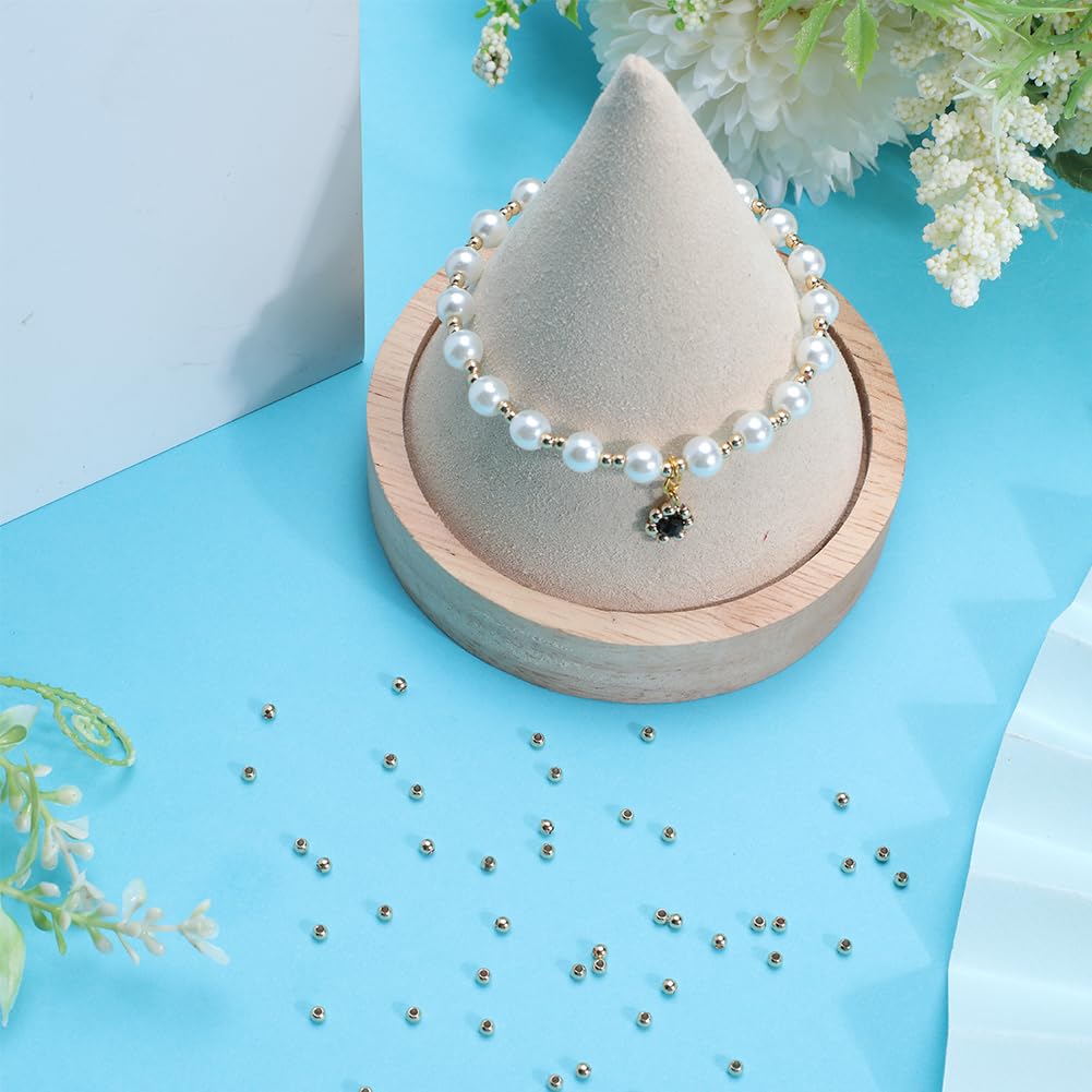 Beebeecraft 300 Stück 14K Vergoldete Messing-Perlen – 2–6 Mm, Runde Abstandsperlen Für DIY-Schmuck