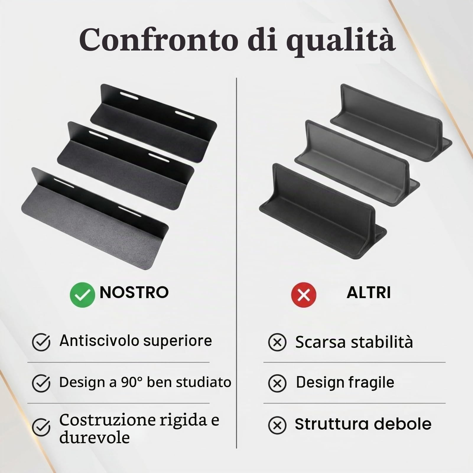 VOBOR 3 Pezzi Organizzatore Bagagliaio Auto, 19 cm Antiscivolo per Bagagliaio Dell'auto, per berline, SUV e camper, per Organizzare e Fissare in Modo Sicuro