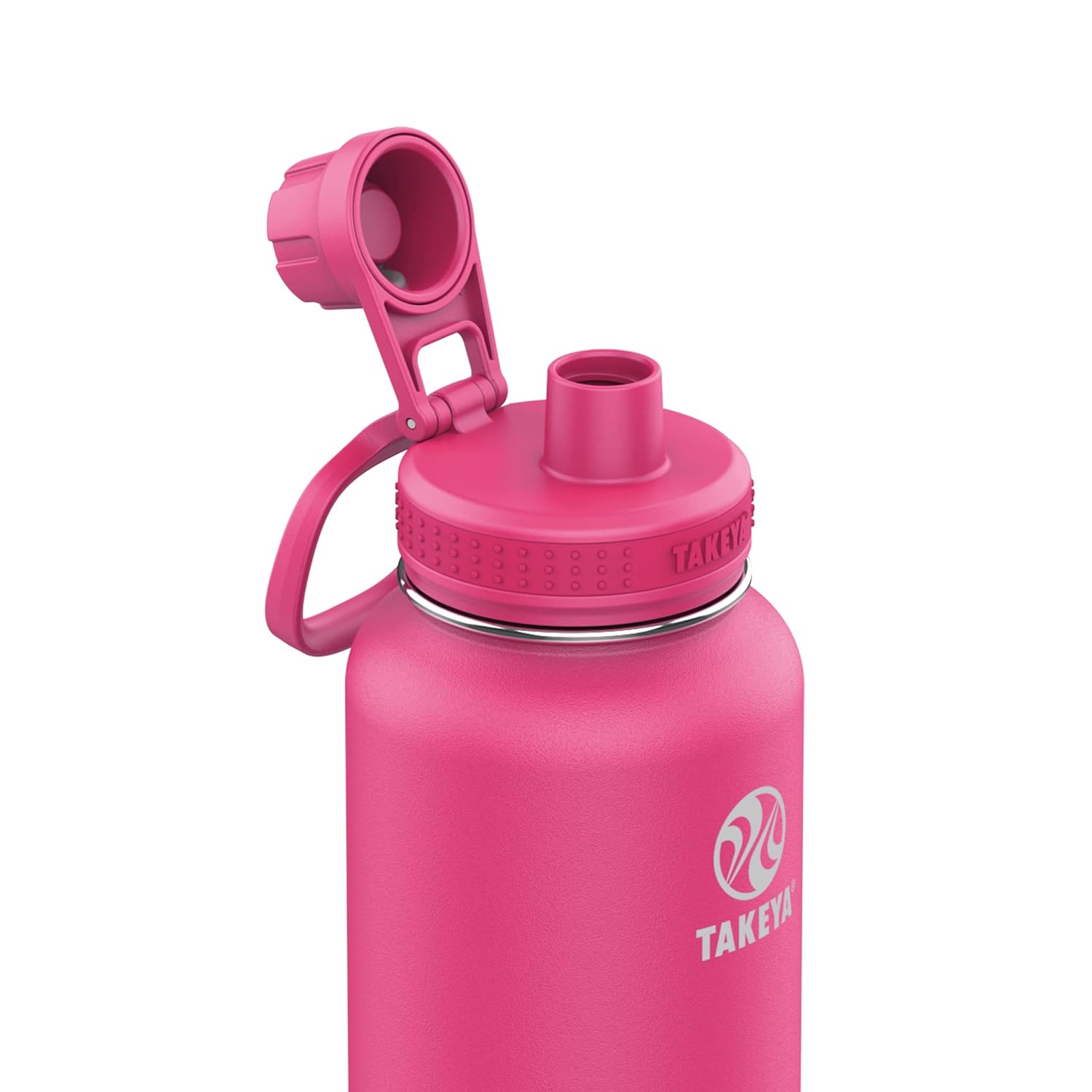 Takeya 40 oz CP Signature Pickleball Stainless Steel Insulated Water Bottle with Choice of Lid, Backspin Pink