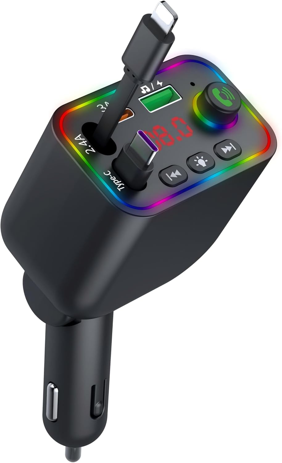 Vitog Retractable Car Charger, Wireless Bluetooth 5.3 FM Transmitter 100W USB C 4 in 1 Fast Car Charger Adapter,iPhone 16 Fast Charging-for iPhone 16 15 14 13 12 Android Vitog Retractable Car Charger, Wireless Bluetooth 5.3 FM Transmitter 100W USB C 4 in 1 Fast Car Charger Adapter,iPhone 16 Fast Charging-for iPhone 16 15 14 13 12 Android