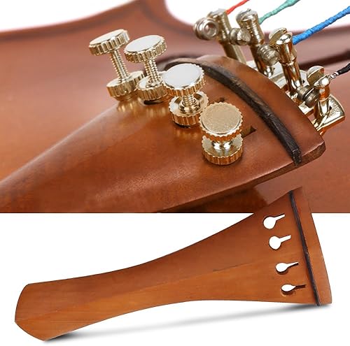 Miniatura 2 de Piezas de violín de madera 4/4 con soporte para barbilla, pieza de cola de corcho, clavijas de afinación de madera de corcho, kit de accesorios para