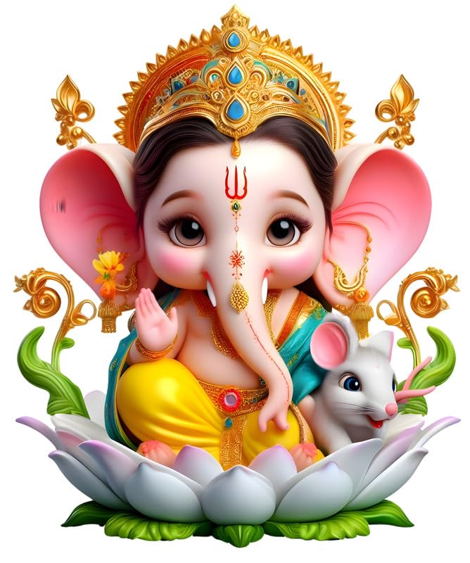 LAKSHIT ENTERPRISE Colour Splash Shidhi Vinayak Lord Ganesha Wall Sticker – 50x50 cm – Removable Vinyl Decal for Living Room, Pooja Room, Bedroom – Spiritual Home Decor (Ganesh Ji 03)