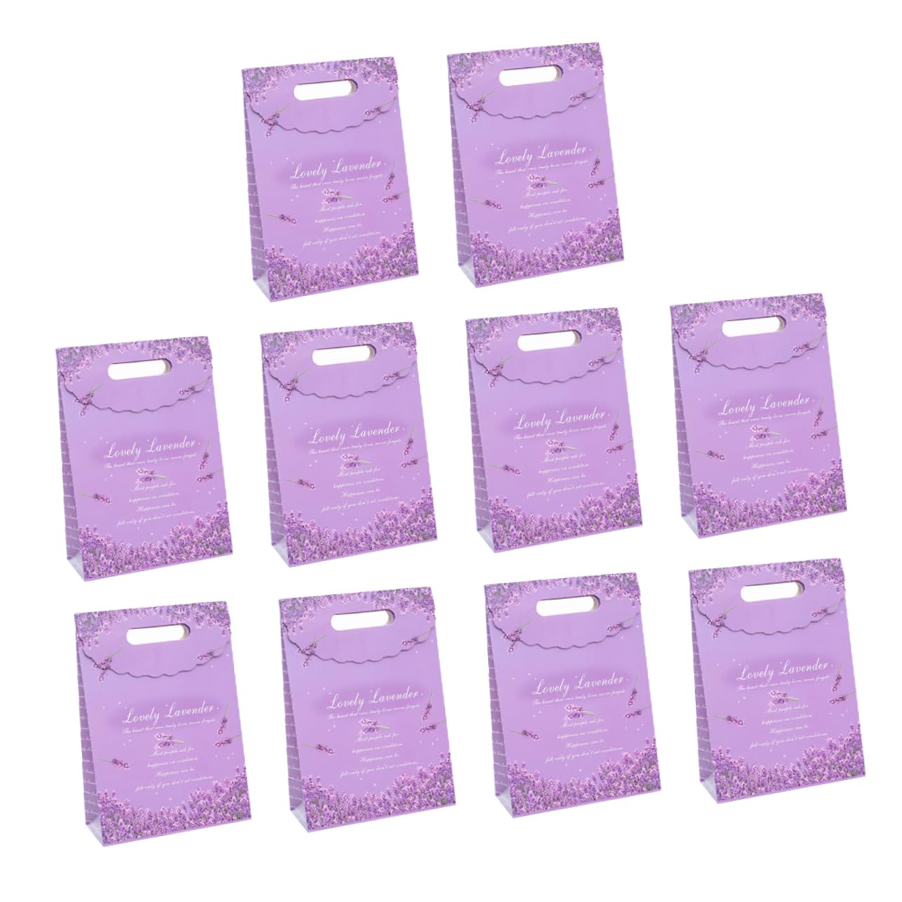 Papier Geschenkpapiertüten Lila Lavendel, 10 Stück, Faltbar