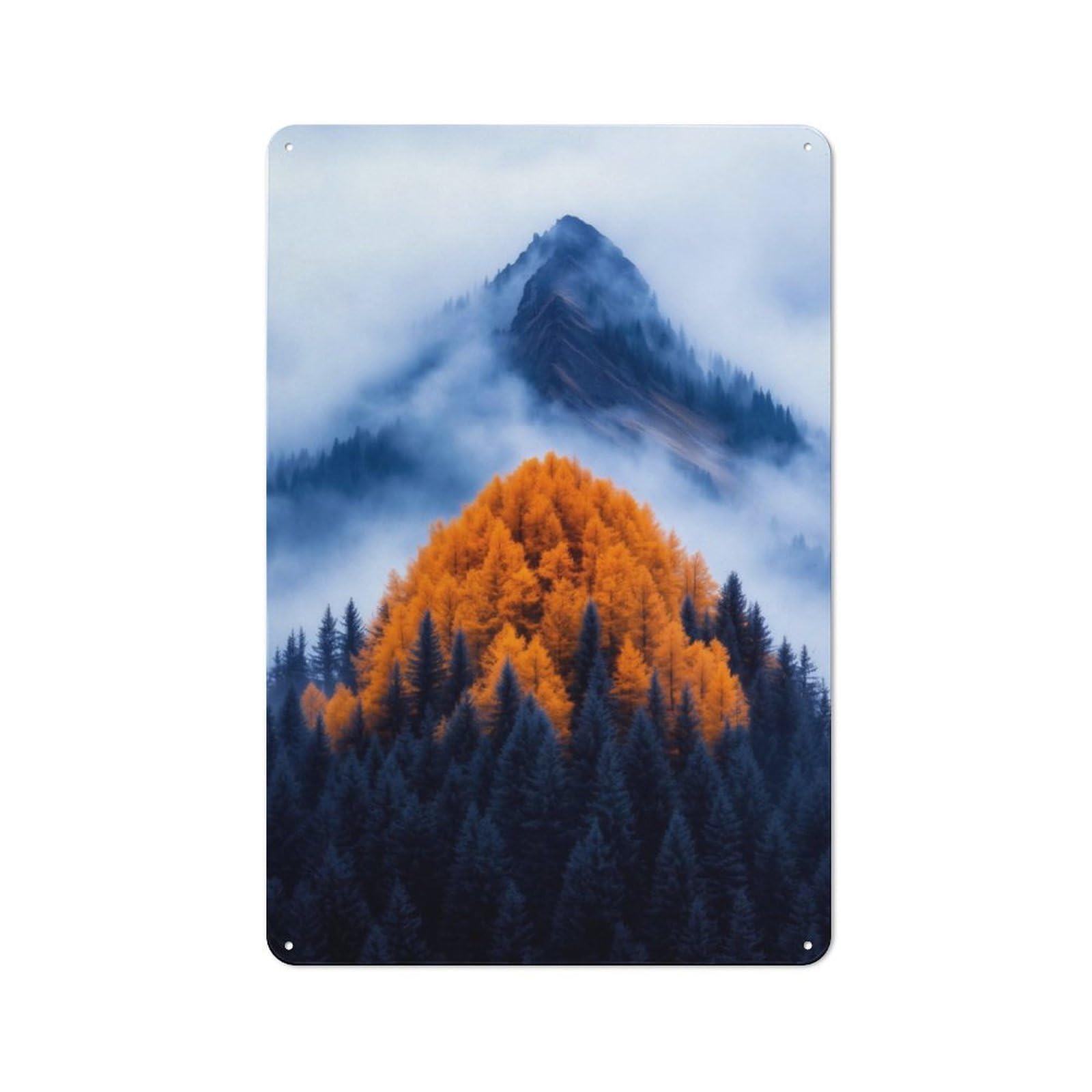 Junmoney Autumn Mountain Mist Character Decorative Tin Plaque 30X20cm Featuring Home Wall Decor For Flat, Dorm Room, Lounge Or Cafe