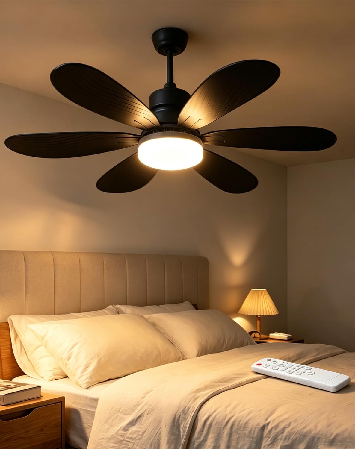 SouffloSocket Ventilateur Plafond LED Dimmable avec Télécommande ，B