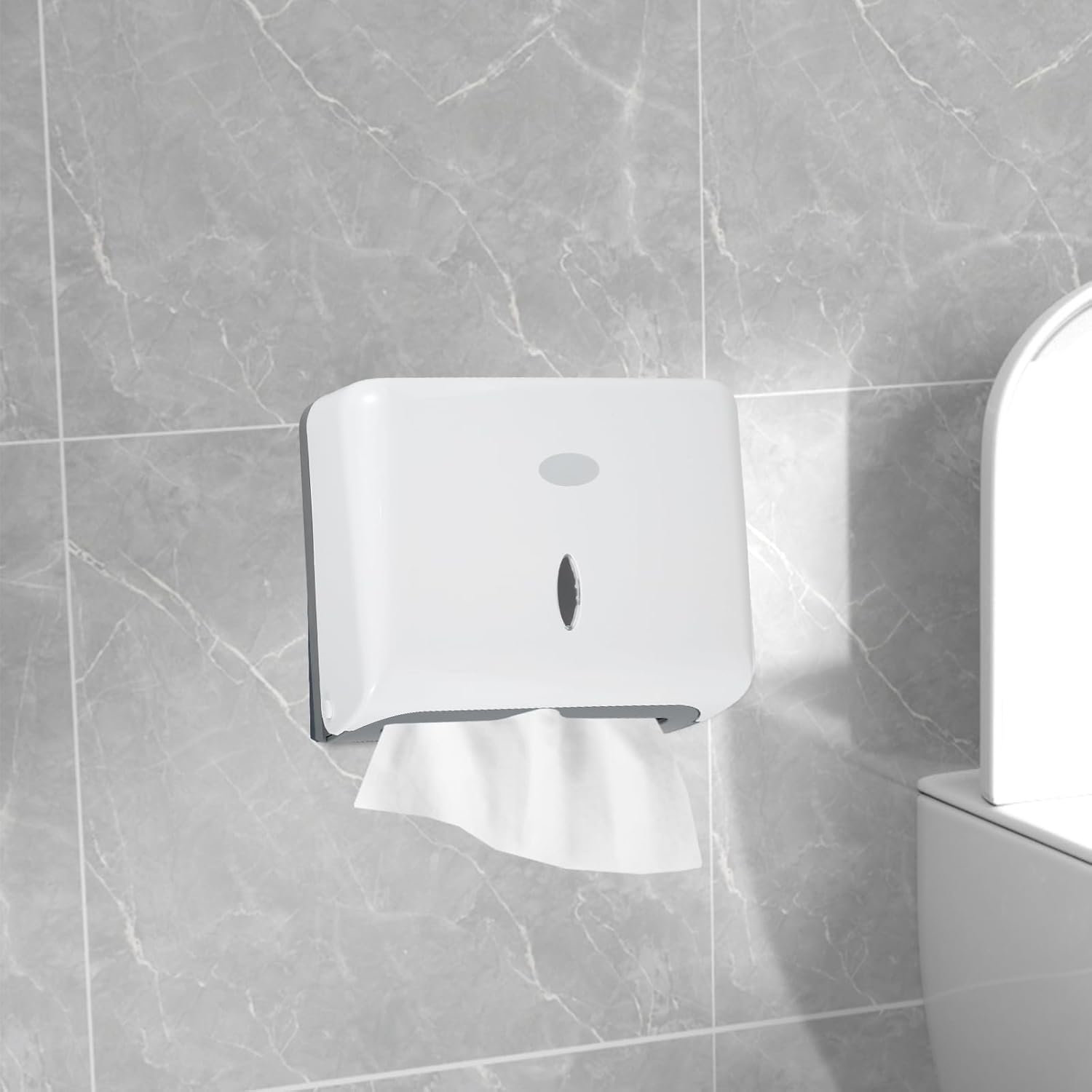 Paper Towel Dispenser Universal Multifold Tri Fold Paper Towel Holder Wall Mount Hand Towel Dispenser Commercial Toilet Tissue Dispensers for Hotel Restaurant Home Bathroom (White)