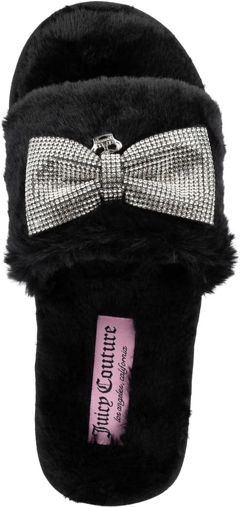 Juicy Couture Women's Plush Faux Fur Slippers – Cozy Open-Toe Slides, Soft Indoor/Outdoor House Shoes - Image 4