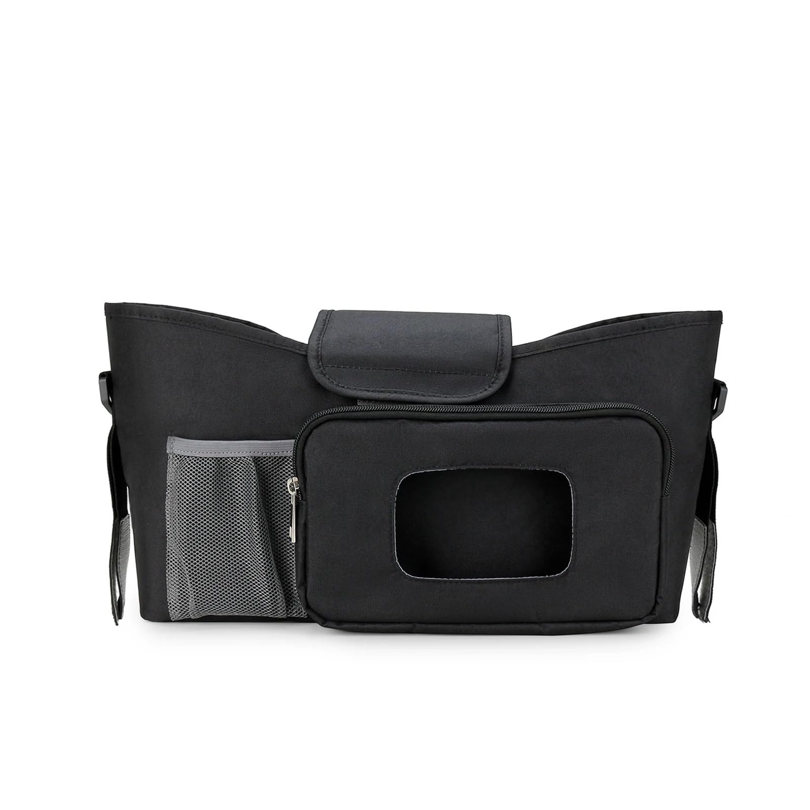 Wickeltasche Kinderwagen Kleine Wickeltasche, Kinderwagen-Organizer mit isoliertem Getränkehalter und Schultergurt, Mini-Kinderwagen-Aufbewahrungstasche for den Außenbereich(Black)