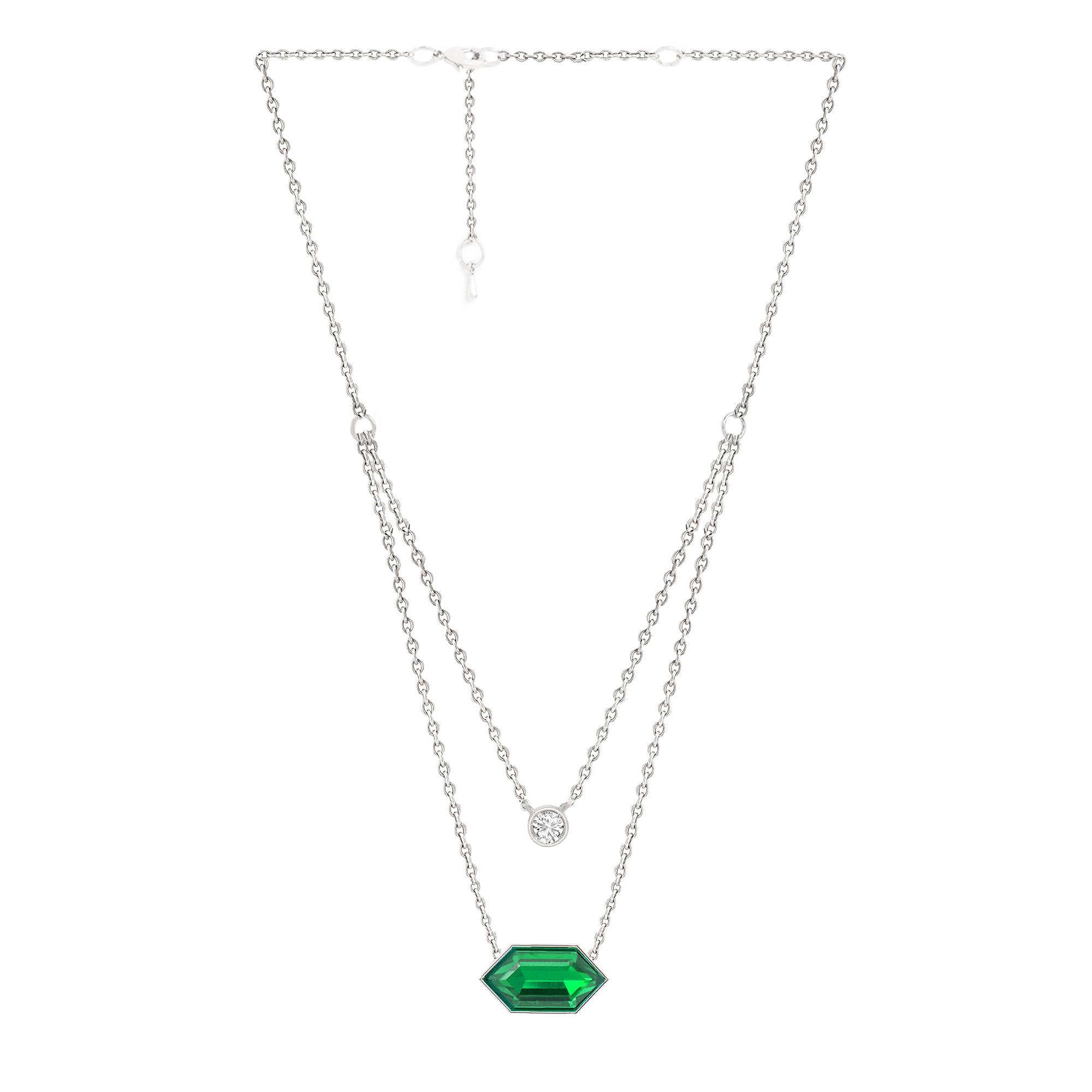 MINUTIAE Stylish Double Layered Silver Plated Neck Wear Green Emerald Sapphire Austrian Crystal Pendant Necklace For Women With Extendable Chain (B0CTNPY77C) Amazon Price History, Amazon Price Tracker