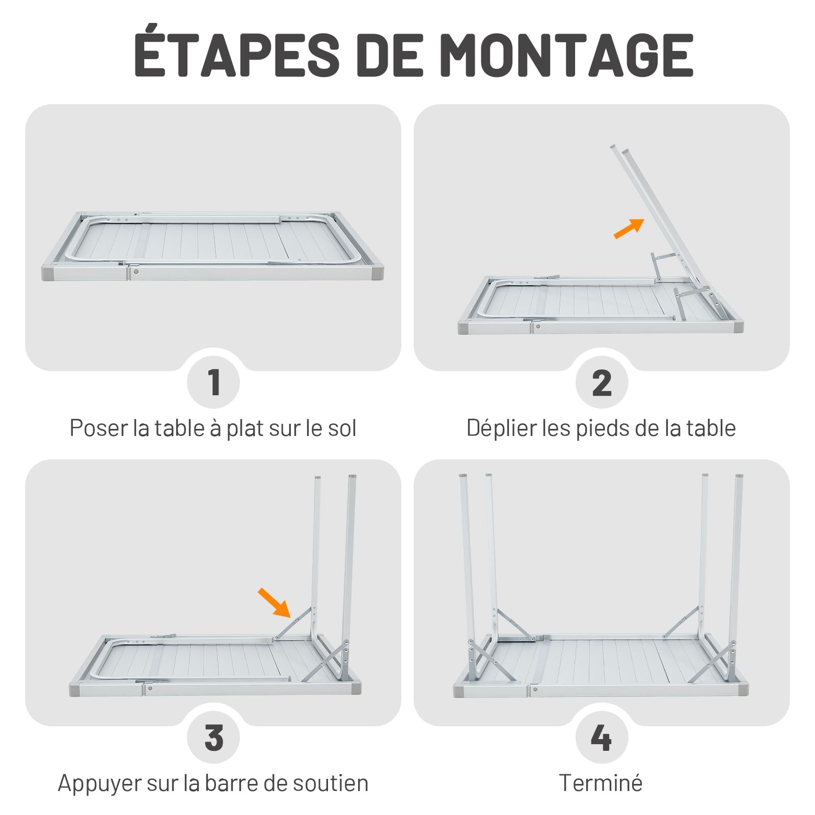TIMBER RIDGE Table Camping Pliante Extensible 94/129x70cm Aluminium | Table extensible de 94 à 129cm, hauteur réglable, cadre aluminium avec sac de transport pour camping et caravane