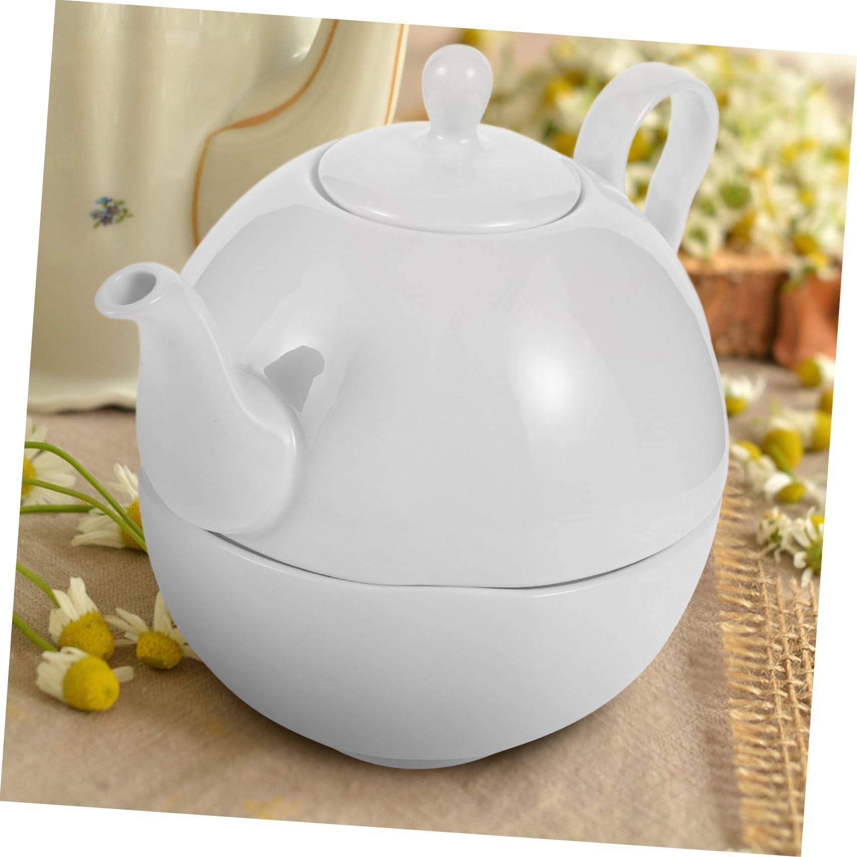 Cabilock Juego de Té Elegante de Porcelana China 620ml, Tetera y Taza para Infusiones, Resistente al Calor, para Té Floral y Café en Casa