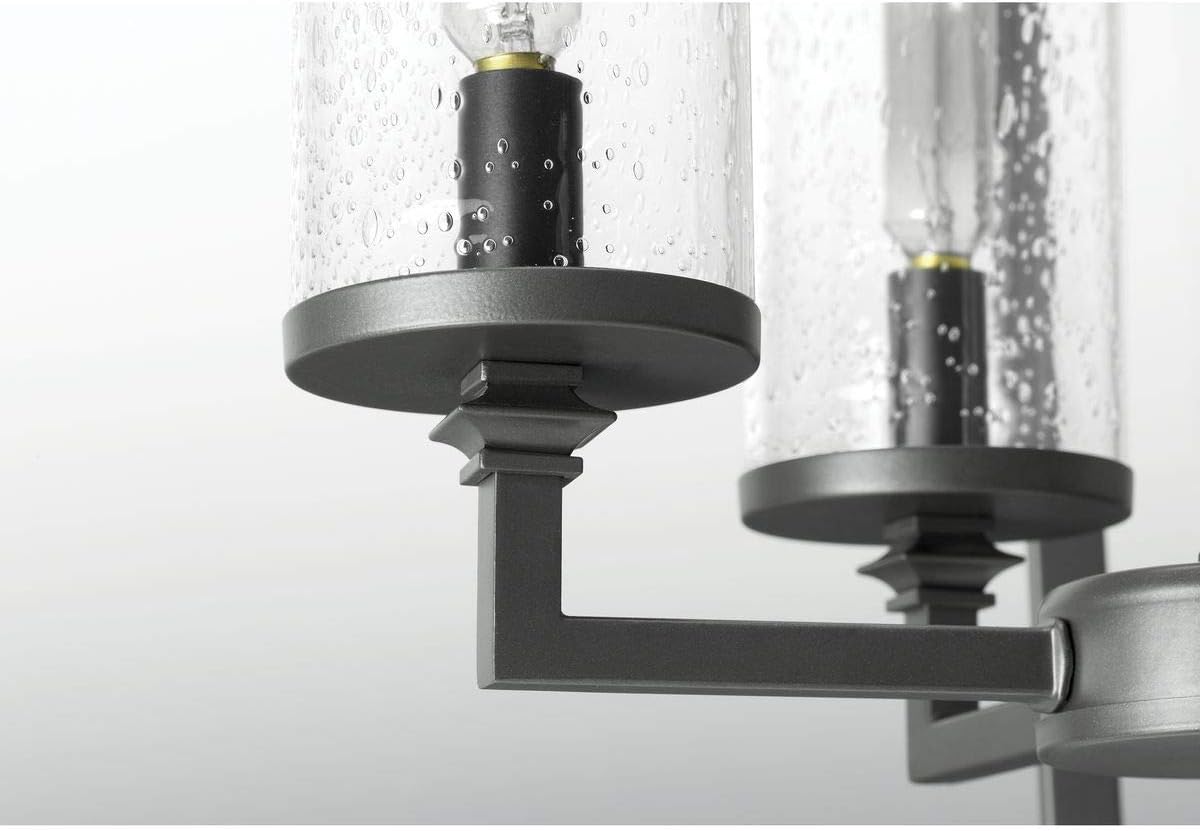 Progress Lighting Gresham Collection 9-Light Clear Seeded Glass Farmhouse Chandelier Light Graphite