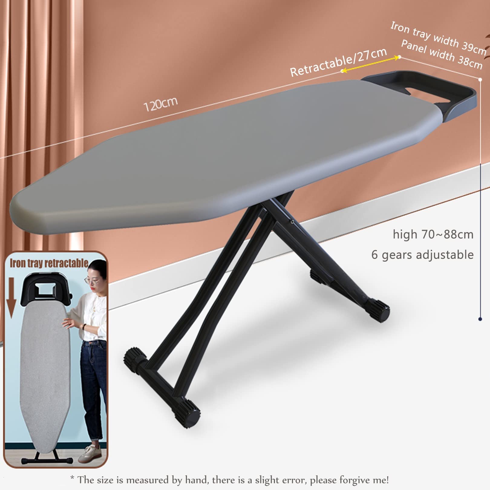 Tabla De Planchar, superficie de planchado extra grande,Soporte Para Centros De Planchado,6 altura regulable,Patas Extragruesas con Patas Antideslizantes, estable y robusta ( Color : Gray , Size : 47.