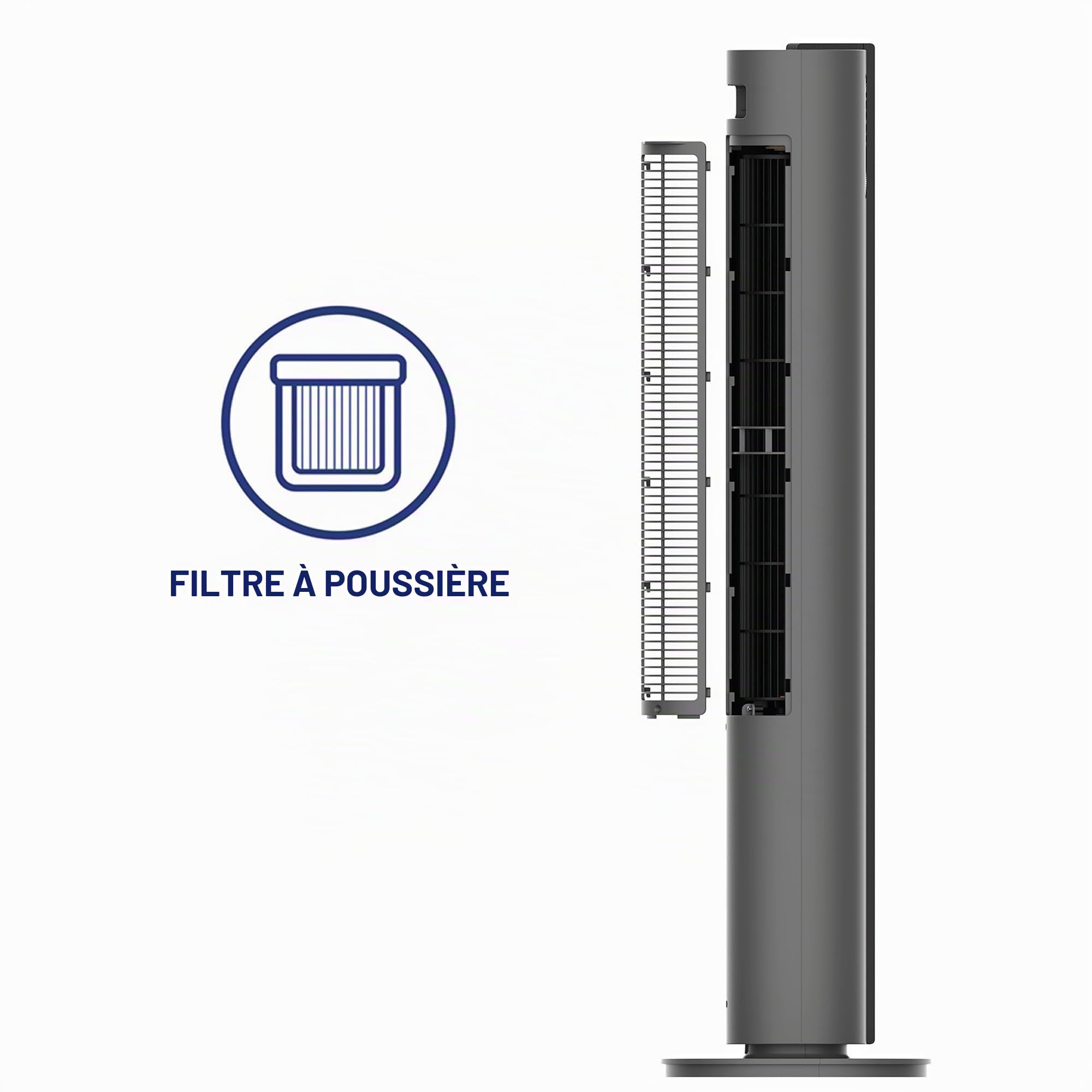 Clean Air Optima CA-407G Smart - Ventilateur tour de luxe - Débit d'air jusqu'à 500m³/h - Oscillation 90º - Filtre anti-poussière pour un air pur et frais - Commande smartphone