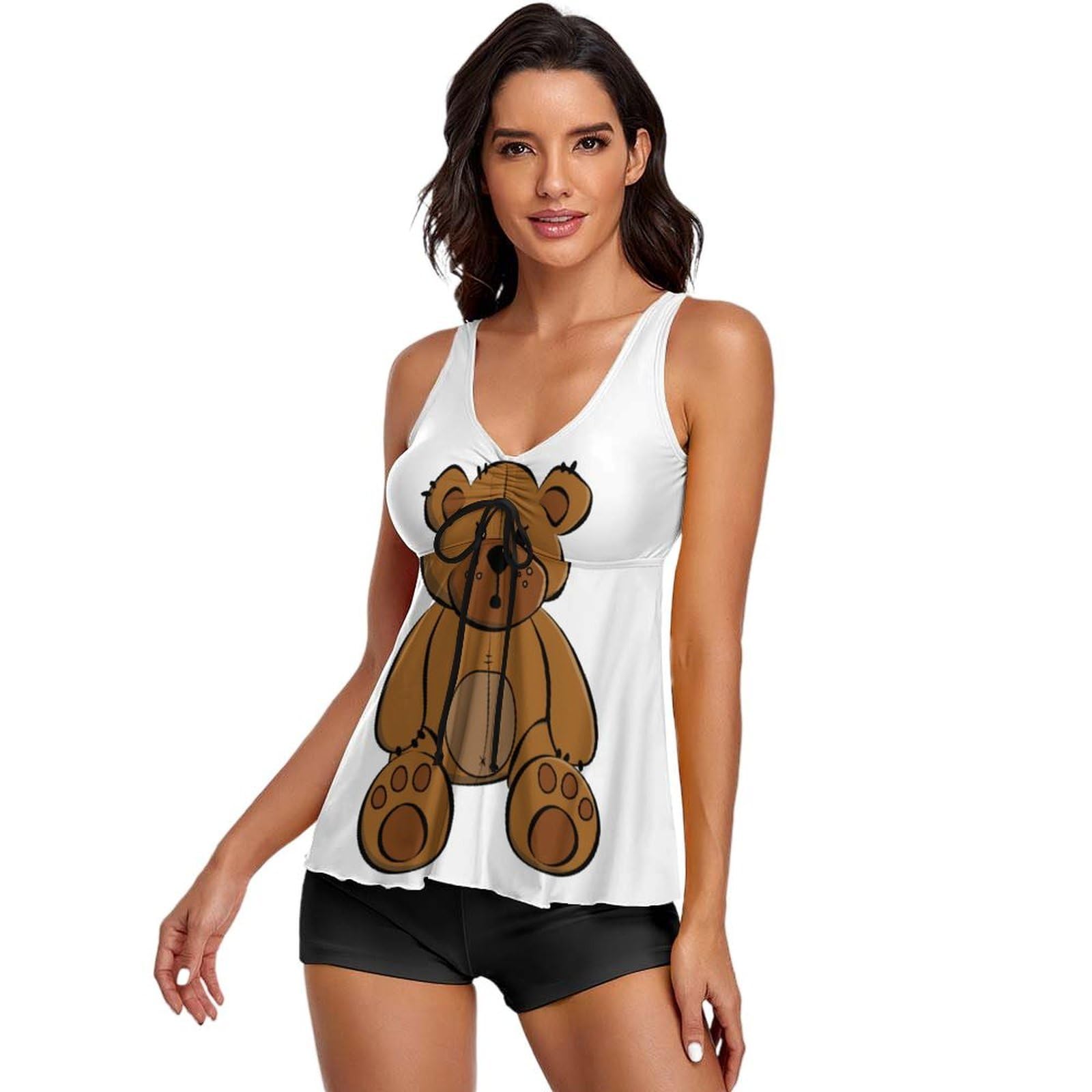 Badeanzüge für Damen, Teddybär-Tankini für Damen mit Shorts, Bademode zum Surfen, Tauchen