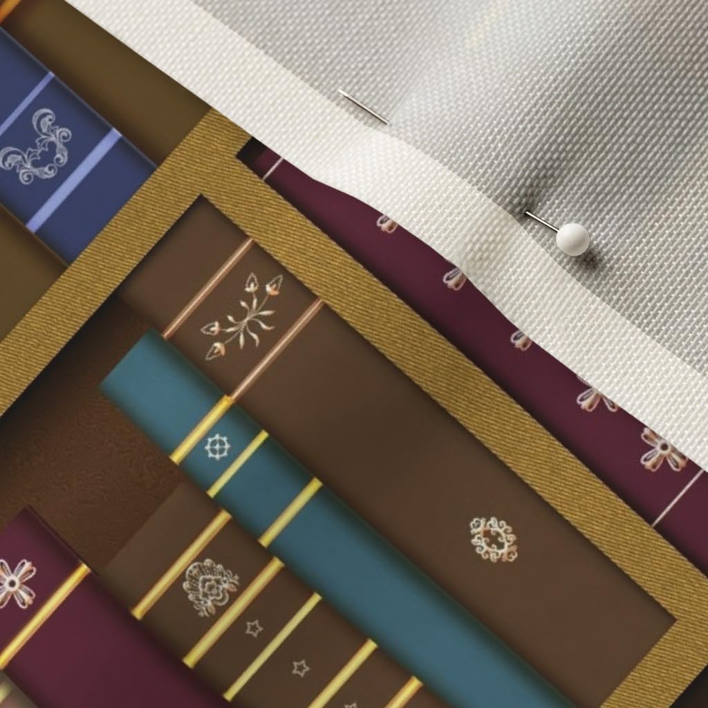 Spoonflower Fabric - Books Library Literature Bookshelf Bookshelves Reading Printed on Upholstery Velvet Fabric Fat Quarter - Upholstery Home Decor Bottomweight Apparel