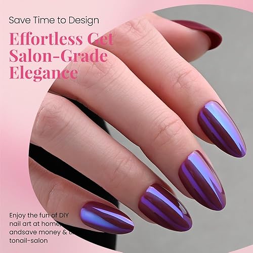 Vista 226 de evpct-Kit de 2 piezas de polvo metálico dorado y plateado con efecto espejo cromado para uñas; pigmento de uñas holográfico iridiscente camaleónico